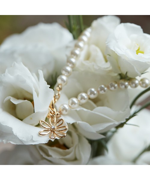 韓國VINTAGE HOLLYWOOD - Line Daisy Pearl Necklace